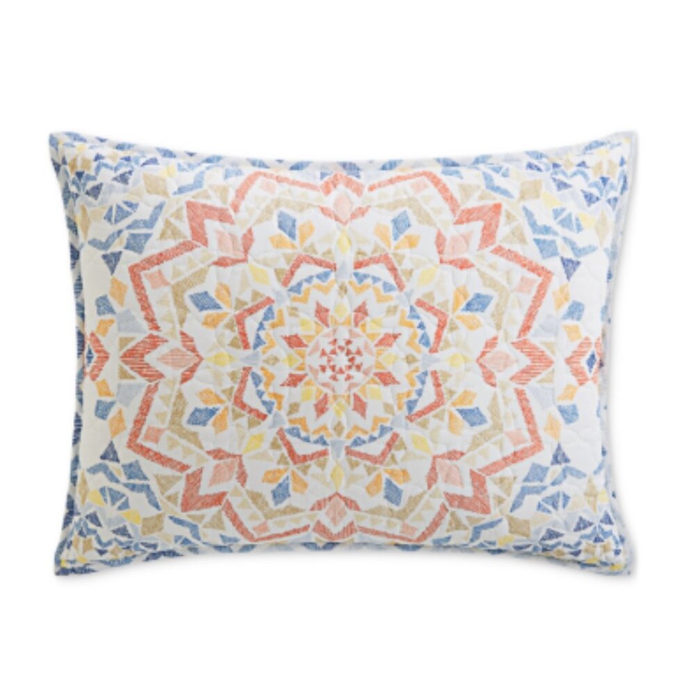 Charter Club Mojave Medallion Cotton Sham, King, Created for Macy's - Pink Combo